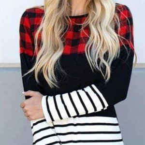 NWOT  Plaid Striped Long Sleeve Top